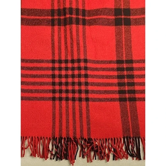 Vtg 60s 70s Woolrich long red & black plaid wool skirt w fringe, size 14 Vintage - Picture 3 of 8